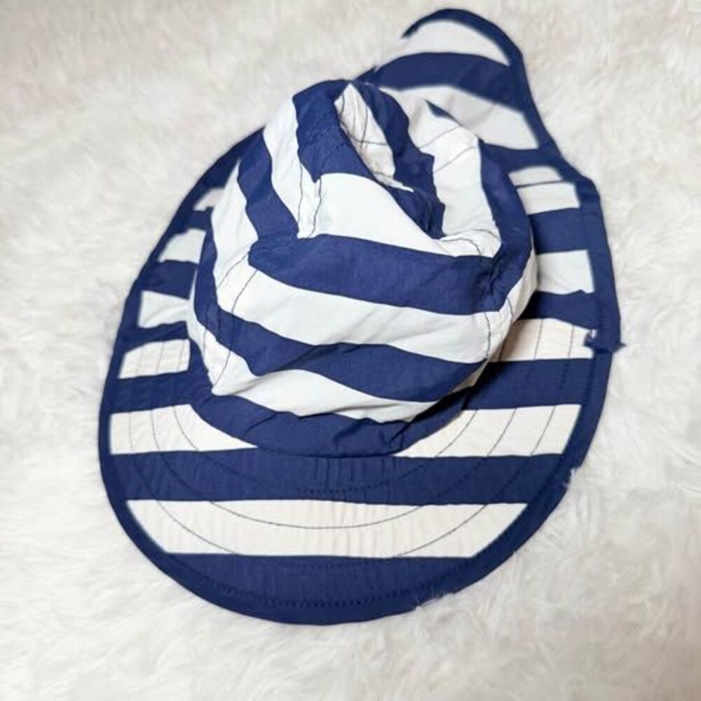 Pottery Barn Kids Baby Sun Hat Blue White Stripe 3-12M UPF Beach Hat